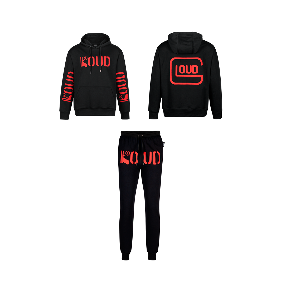 Conjunto LOUD Poleron + Jogger Negro Rojo Mangas